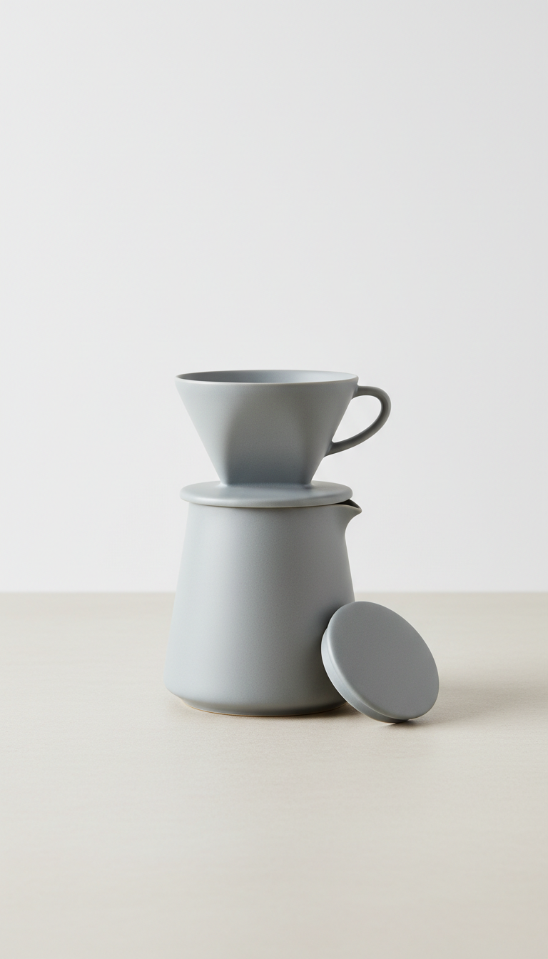 Mist gray ceramic pour-over set