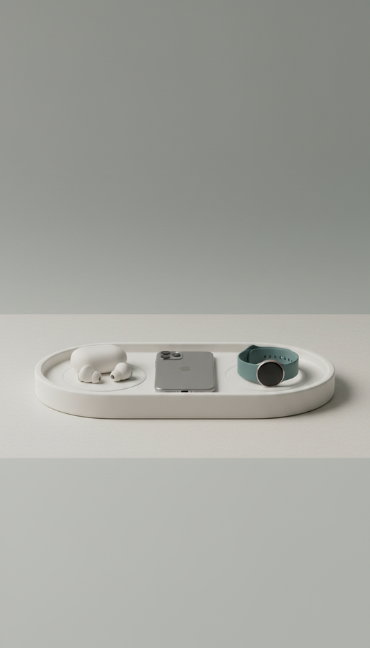 Porcelain white wireless charging tray
